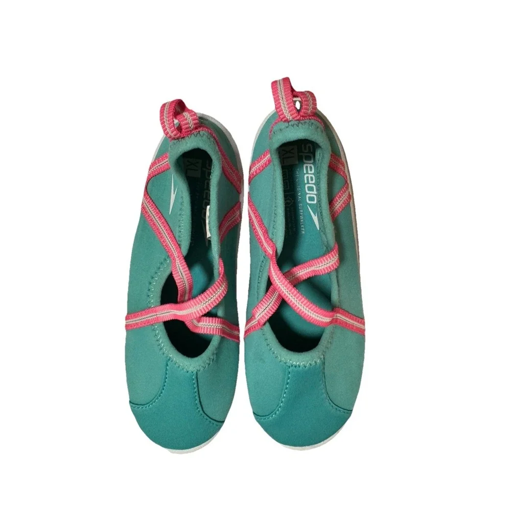 Speedo‎ Kids Girls Surfwalker Water Shoes Aqua Pink Slip On Beach Swim XL 11-12